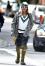 <b>Who:</b> John Galliano<br><br> <b>Wearing:</b> A golfing getup-gone-wrong<br><br> <b>Where:</b> Out and about in NYC