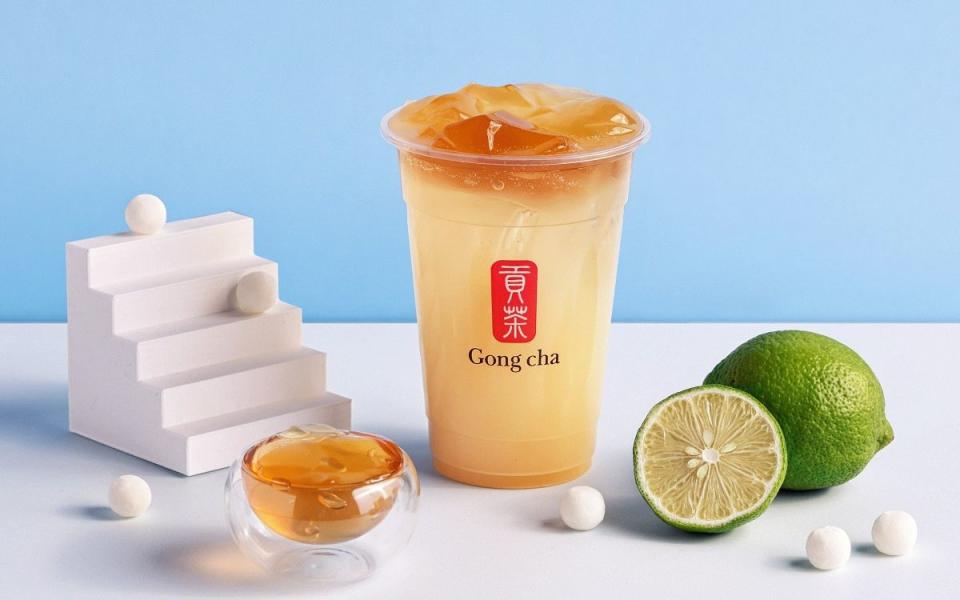 貢茶「夏日乳酸Drink」系列之一的「檸檬乳酸愛玉果茶」 圖片來源：貢茶