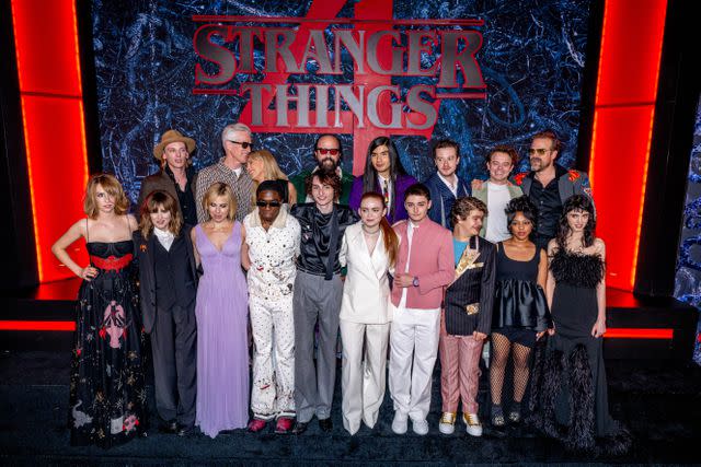 <p> Roy Rochlin/Getty </p> The cast of 'Stranger Things' at the season 4 premiere in May 2022.