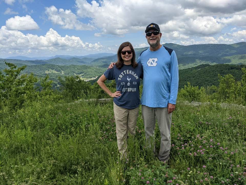 Always better to hike with a companion. Here Bill Poteat can be seen with his oldest daughter, Caroline, while hike in the mountains.