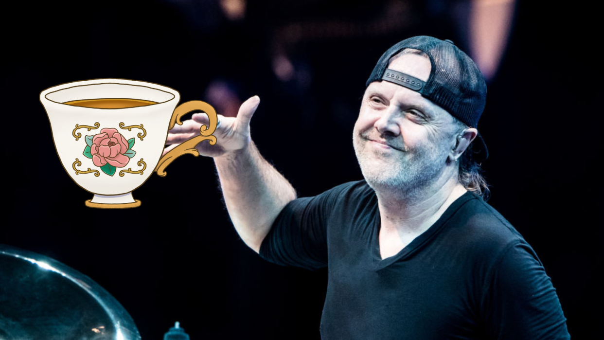  An edited picture showing Lars Ulrich holding a superimposed cup of tea 