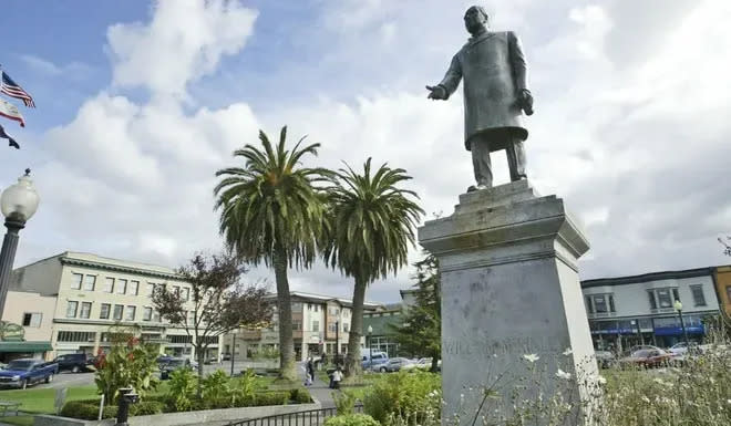 A statue of President William McKinley is shown in Arcata, California. The statue may have a new home outside the Stark County Courthouse in Canton.