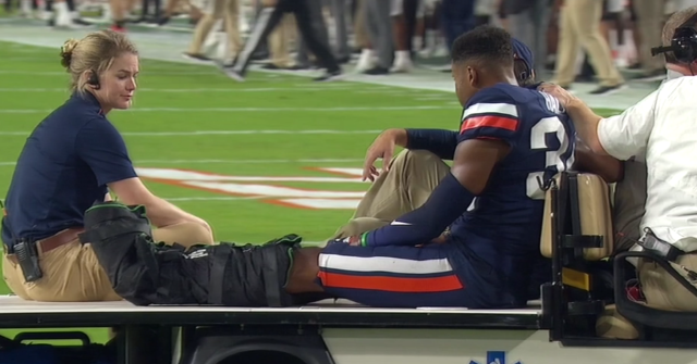 Virginia star DB Bryce Hall carted off the field with leg injury suffered  in first half vs. Miami 