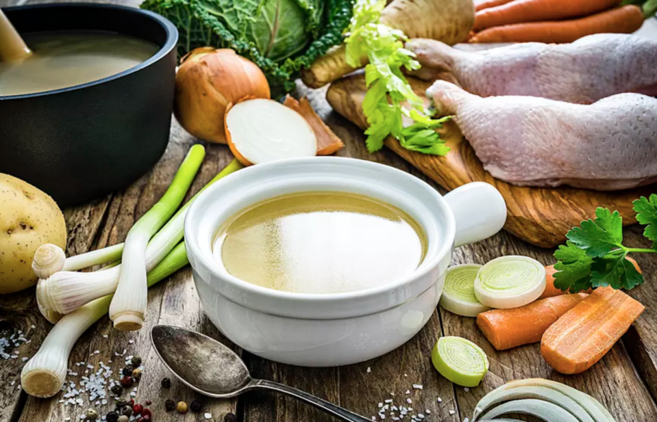 <p>A collection of chicken recipes is incomplete without a basic chicken stock, and what else are you going to make with leftover carcass? This chicken stock is effortless, rich and comes together in no time. </p> <p><a href="https://www.thedailymeal.com/best-recipes/instant-pot-easy-chicken-soup?referrer=yahoo&category=beauty_food&include_utm=1&utm_medium=referral&utm_source=yahoo&utm_campaign=feed" rel="nofollow noopener" target="_blank" data-ylk="slk:For the Instant Pot Chicken Stock recipe, click here.;elm:context_link;itc:0;sec:content-canvas" class="link ">For the Instant Pot Chicken Stock recipe, click here. </a></p>