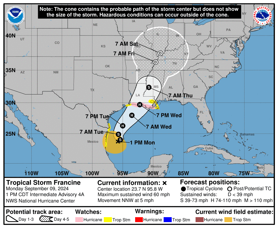 See latest spaghetti models on Tropical Storm Francine. Where to expect