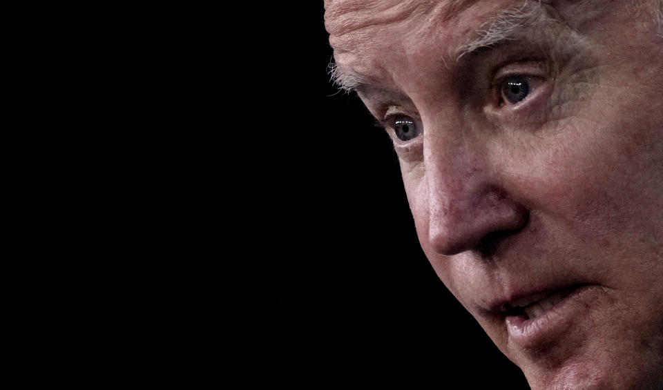 U.S. President Joe Biden speaks during a media conference at the end of a NATO summit in Madrid, Spain on Thursday, June 30, 2022. North Atlantic Treaty Organization heads of state met for the final day of a NATO summit in Madrid on Thursday. (AP Photo/Bernat Armangue)