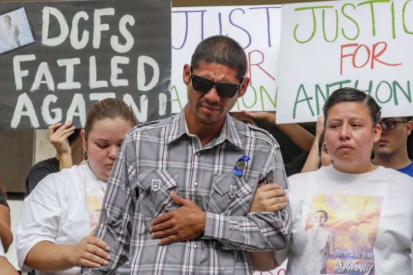 Irfan Khan  Los Angeles Times VICTOR AVALOS, Anthony's father, grieves with the family. L.A. County supervisors ordered a review to look into "any systemic issues" by Children and Family Services and other agencies after the boy's death.
