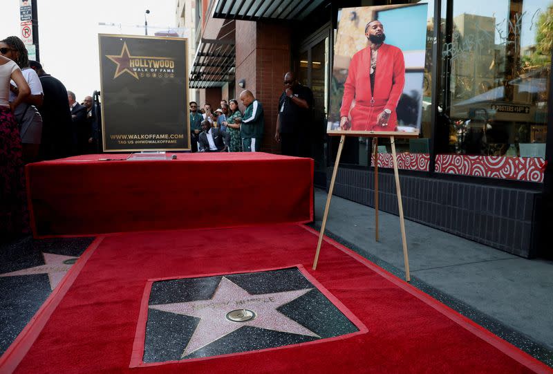 FILE PHOTO: Nipsey Hussle is honored posthumously with a star on the Hollywood Walk of Fame