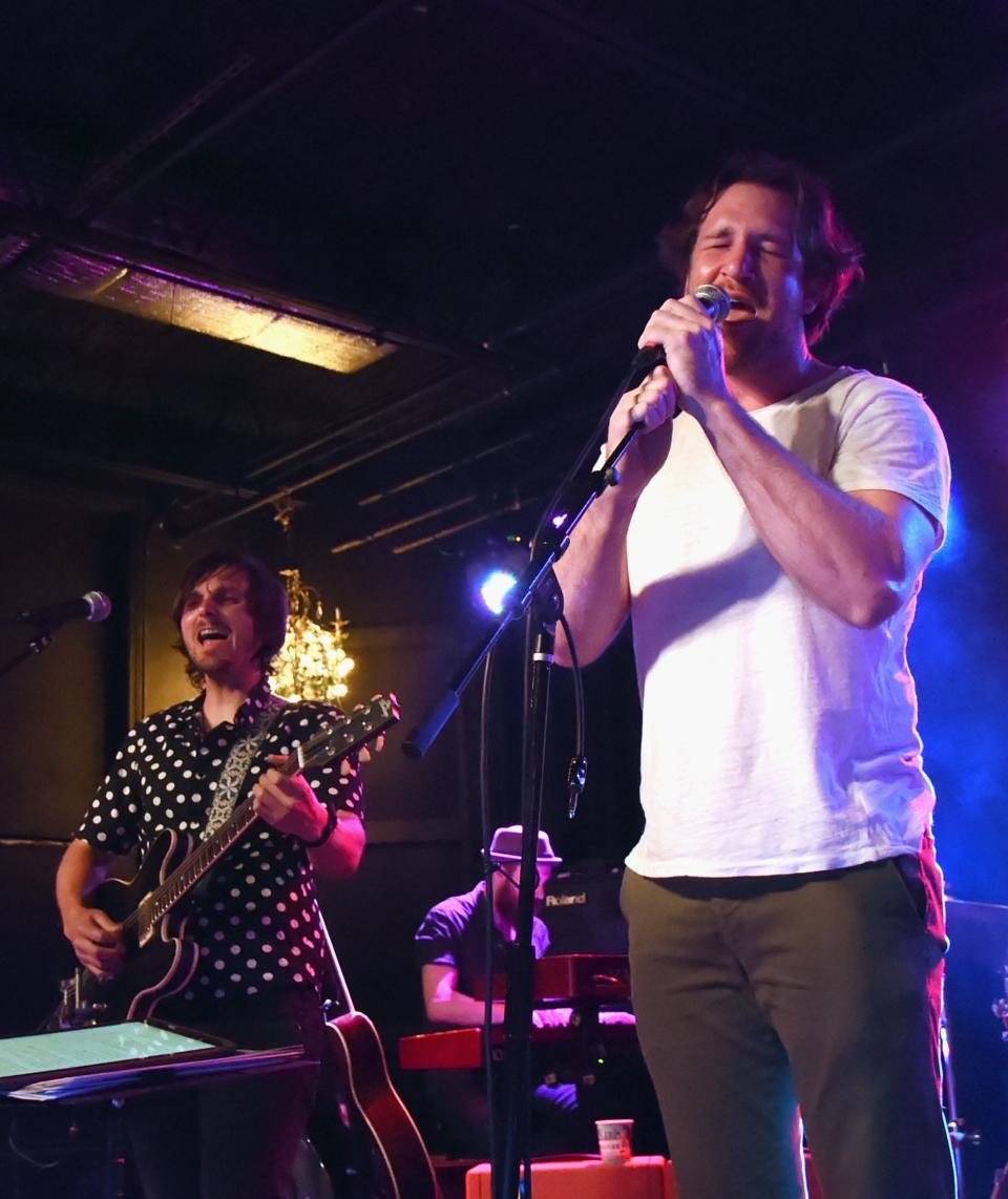 Charlie Worsham is joined onstage by Abe Stoklasa at The Basement East on July 31, 2017, in Nashville, Tennessee.