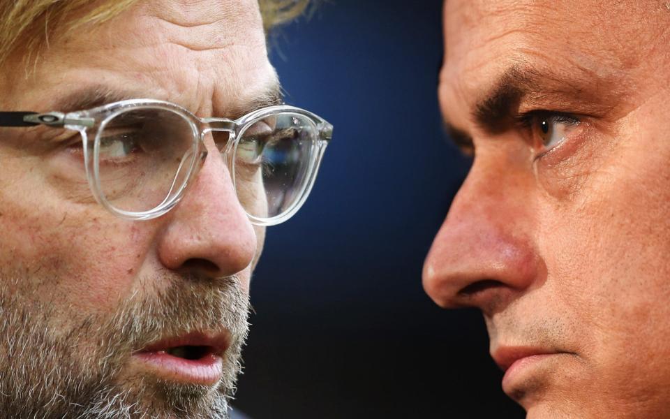 Jurgen Klopp and Jose Mourinho - Catching Liverpool: Tottenham challenging for the title is a project - Jose Mourinho needs time to emulate Jurgen Klopp - GETTY IMAGES