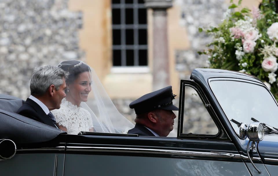 She arrived in a vintage car. Source: Getty