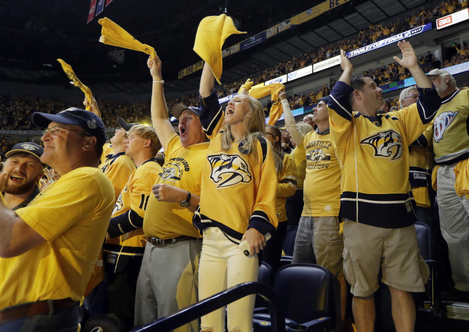 The Predators have developed a rabid fanbase despite not playing in a traditional hockey market. (AP Photo/Mark Humphrey)