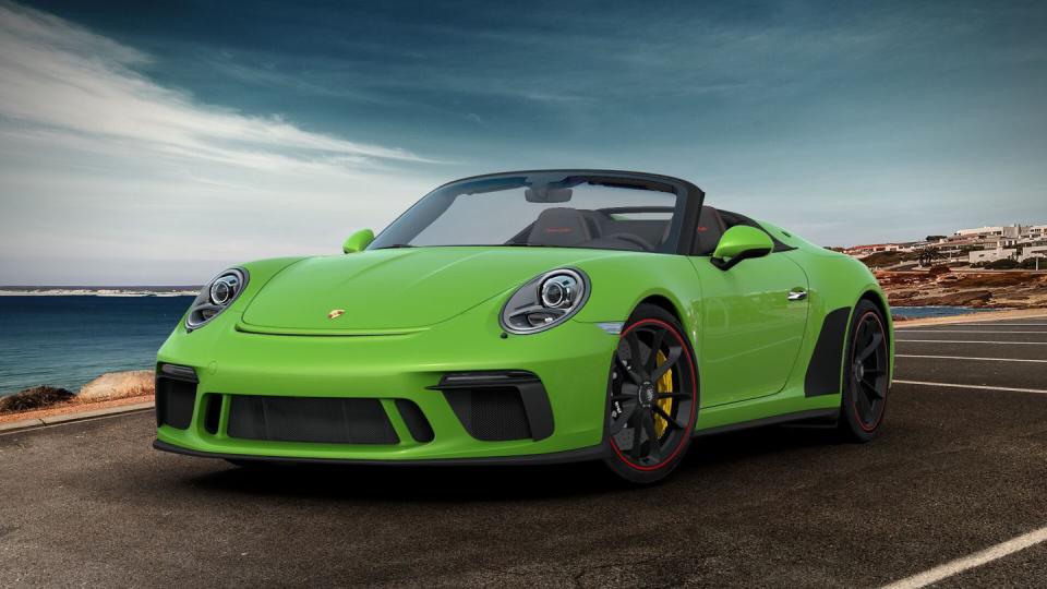 <p><em>Alexander Stoklos</em>a: The Speedster is the rare 911 model I don't like. In its bottom-heavy modern form, Porsche's iconic sports car looks unbalanced, its chopped-windshield and humpbacked Speedster treatment losing visually to the fat, hippy lower body. Plus it costs an unruly sum-gimme the mechanically similar and much cheaper GT3 all day. All of which explains why I went with the ugliest Speedster Porsche's configurator allows, a Lizard Green (the paint costs $4220) example with a black-and-red-colored interior ($3480) and red-painted accents on its black wheels ($710), plus gloss-black door handles ($170). With the Speedster's dual humps on its rear deck looking for all the world like the tense rear legs of an amphibious creature preparing for a jump, I figure this is the closest any automobile gets to a mechanized Poison Dart frog. </p>