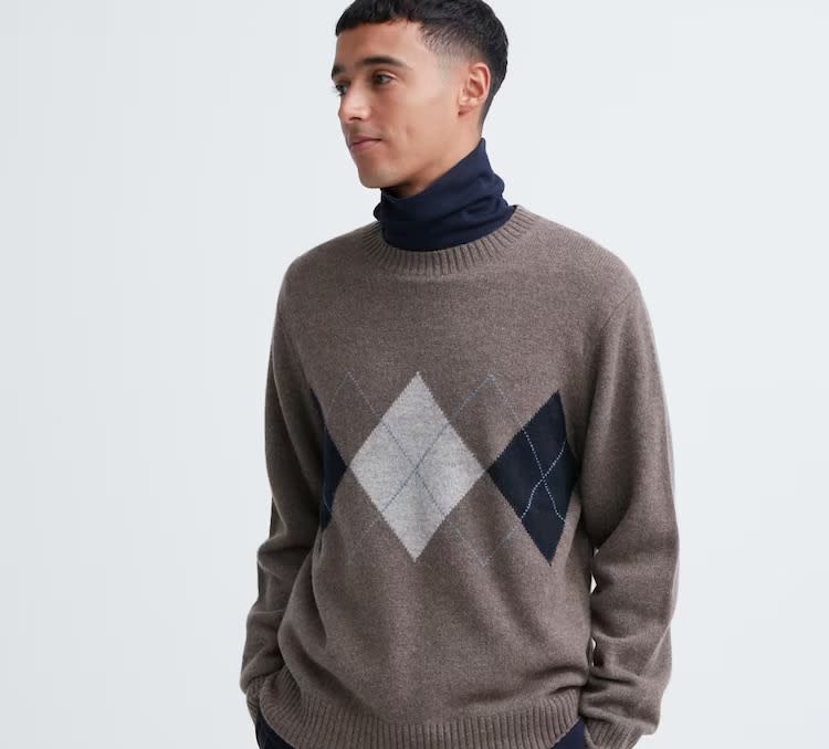 Premium Lambswool Long Sleeve Crew Neck Sweater. Image via Uniqlo.