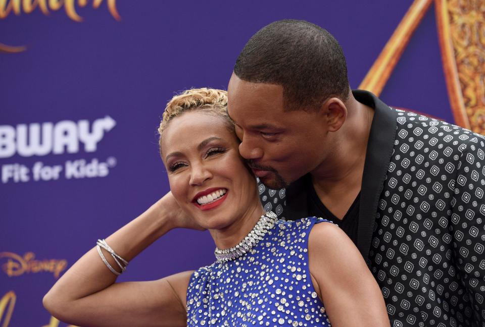 Jada Pinkett Smith and Will Smith at the premiere of "Aladdin" on May 21, 2019 in Los Angeles.