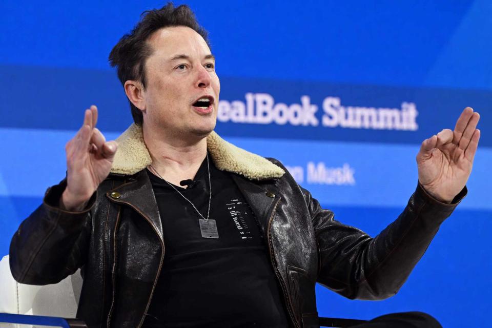 <p>Slaven Vlasic/Getty</p> Elon Musk at <em>The New York Times</em> Dealbook Summit 2023