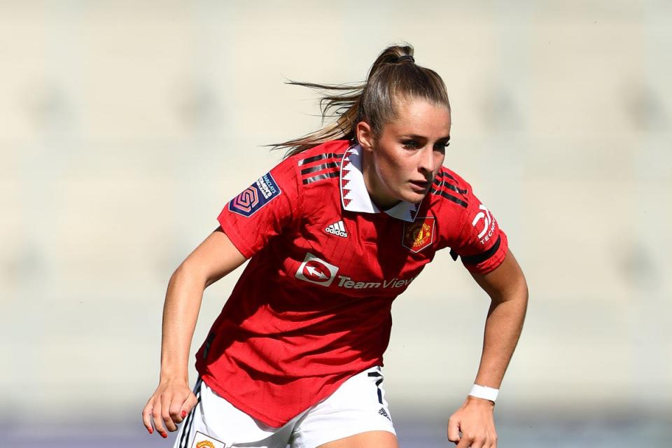 Ella Toone scored twice as Manchester United beat Brighton 4-0 to go top of the Women’s Super League (Tim Markland/PA) (PA Wire)