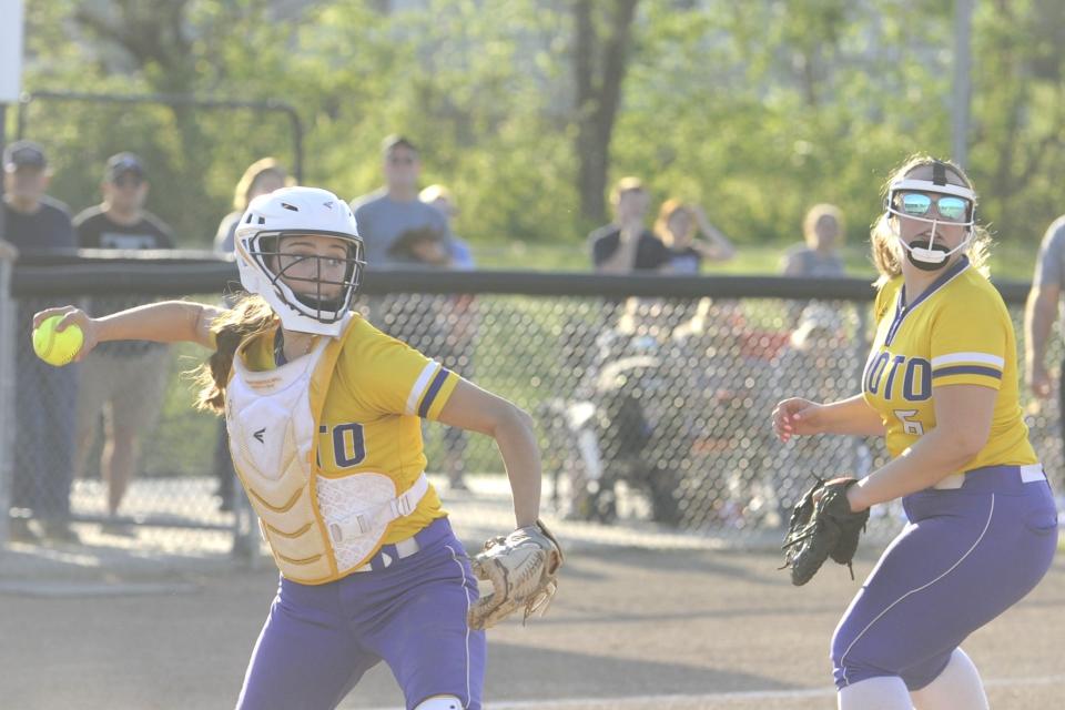 The Adena Warriors and Unioto Shermans softball teams faced off in a Scioto Valley Conference matchup at Adena Softball Field on April 15, 2024, in Frankfort, Ohio. Unioto won the game 6-2.