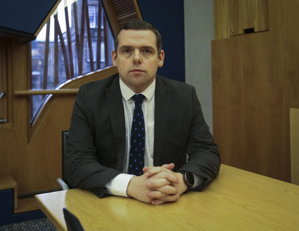 Scottish Conservative leader Douglas Ross at the Scottish Parliament in Edinburgh, as he has called for the resignation of Prime Minister Boris Johnson after he apologised for attending a 