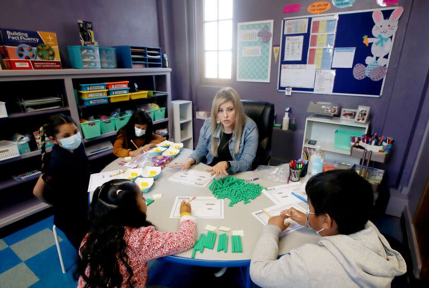 Teacher Yesenia Gutierrez instructs students at Gulf Avenue Elementary School in Wilmington on Wednesday, Mar. 30, 2022.