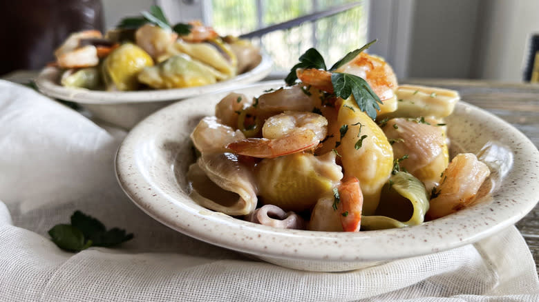 brown butter shrimp pasta bowls