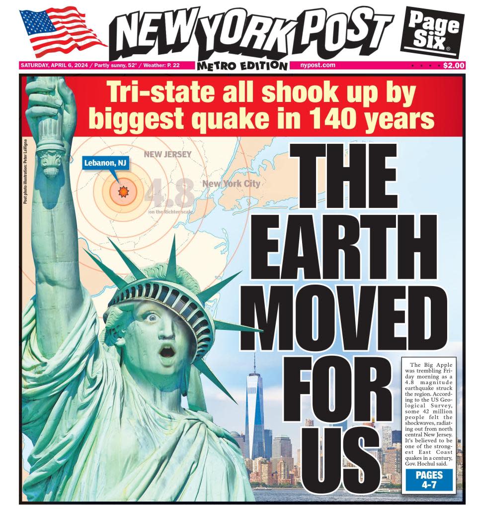 New York Post cover for April 6, 2024.
