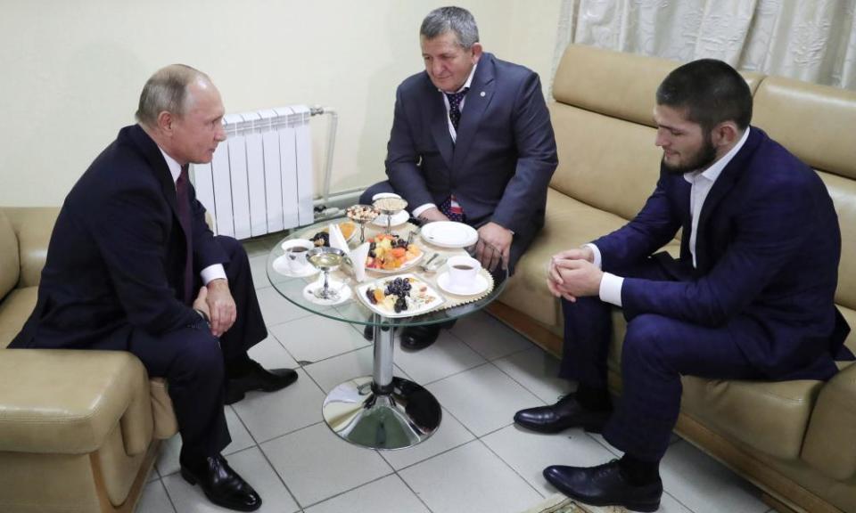 Vladimir Putin, meets with Khabib Nurmagomedov and his father, Abdulmanap