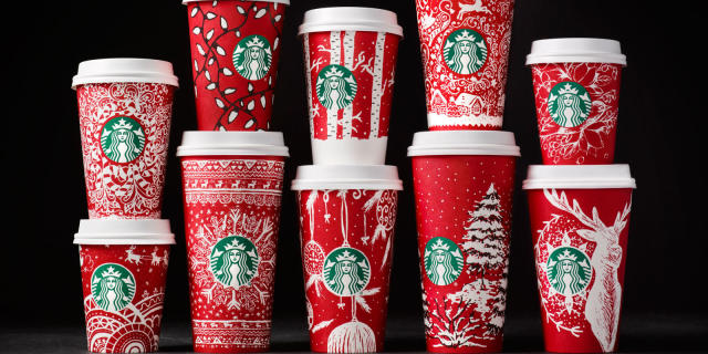 Celebrating 25 years of Starbucks (mostly) red holiday cups