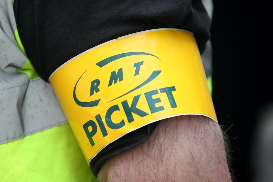 An RMT Union Steward at Nottingham station (Simon Marper/PA) (PA Wire)