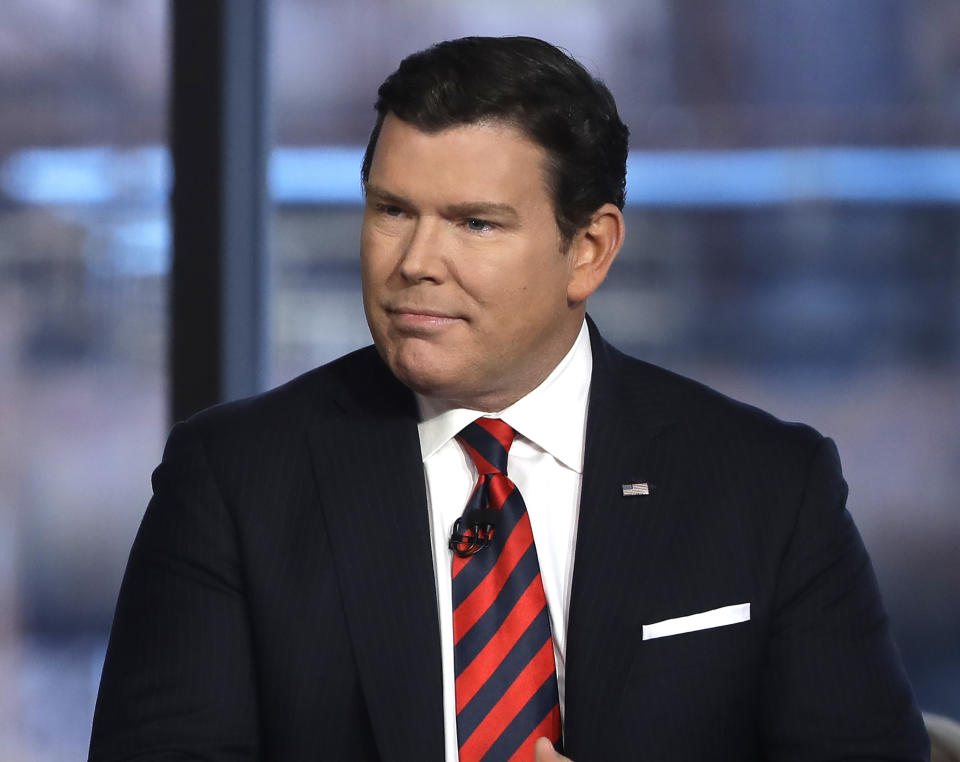 FILE - Bret Baier appears during a Fox News town-hall style event in Bethlehem, Pa., on April 15, 2019. Fox News aired a Baier interview with former President Donald Tump in two parts Monday and Tuesday, where Baier pressed the former president about his indictment on hoarding confidential documents and pushed back on Trump's false claims about the 2020 election. (AP Photo/Matt Rourke, File)