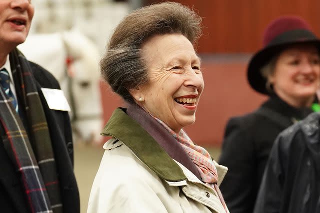 <p>James manning - WPA Pool/Getty Images</p> Princess Anne visits Wormwood Scrubs Pony Centre on February 8, 2024 in London.