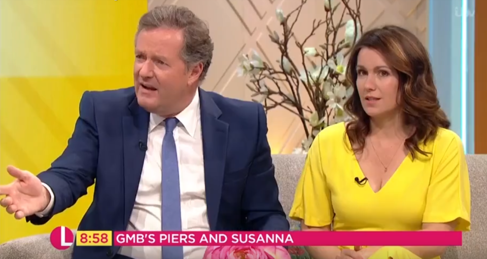 Piers Morgan and Susanna Reid appearing on Lorraine. (ITV)