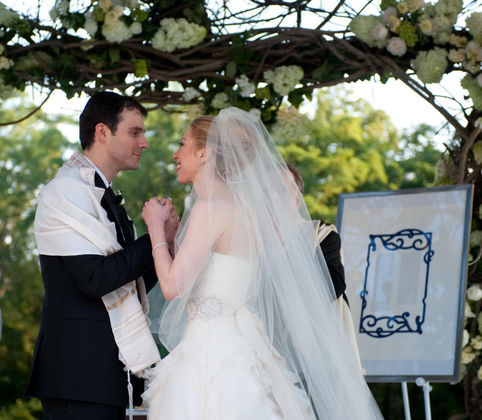 Chelsea Clinton and Marc Mezvinsky at their interfaith ceremony in Rhinebeck, NY