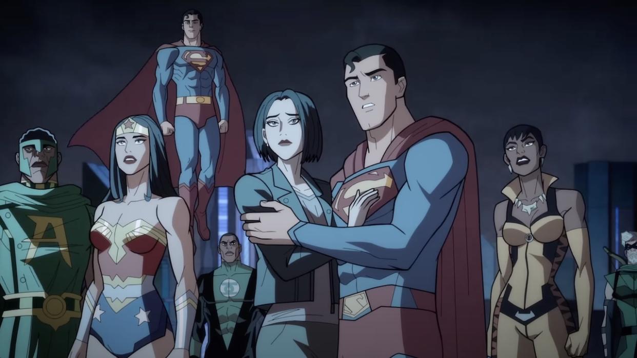  Various DC heroes in Crisis on Infinite Earths animated movie. 