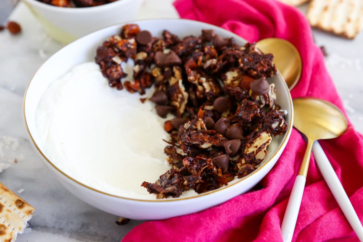 chocolate coconut matzo granola