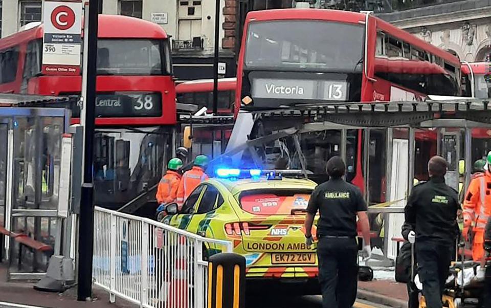 London Ambulance vehicles attended the station in January after a double-decker bus reportedly crashed into a shelter