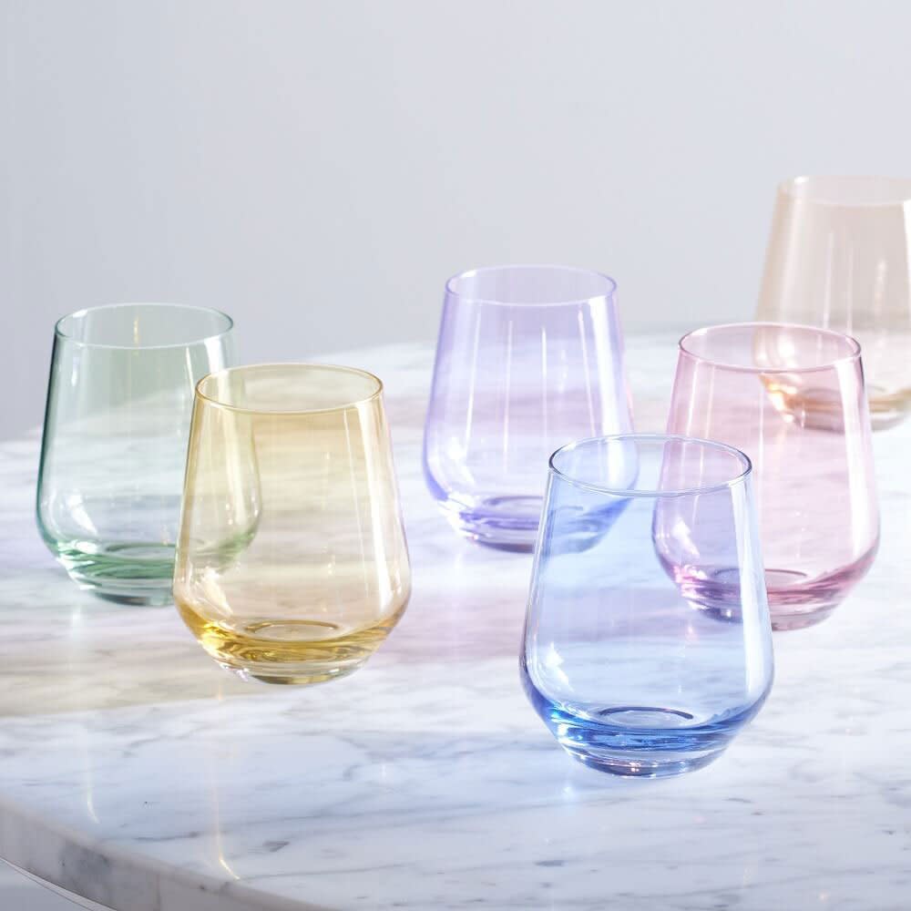 Estelle Colored Glass Stemless Wine Glass