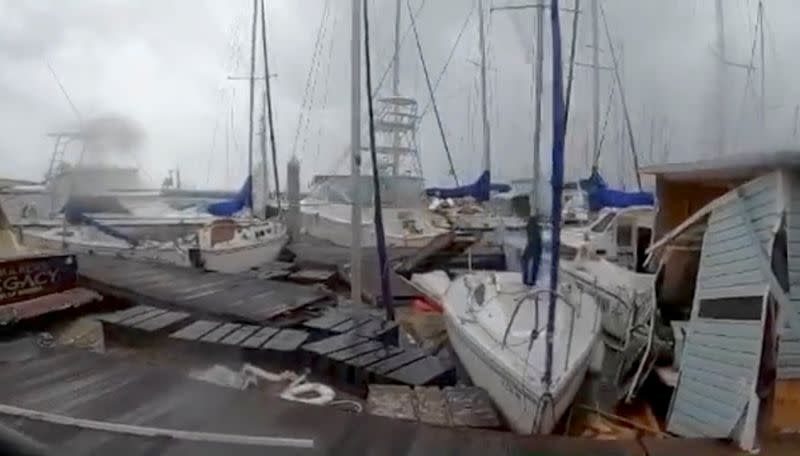 Damage from Hurricane Sally is seen at Palafox Pier in Pensacola, Florida