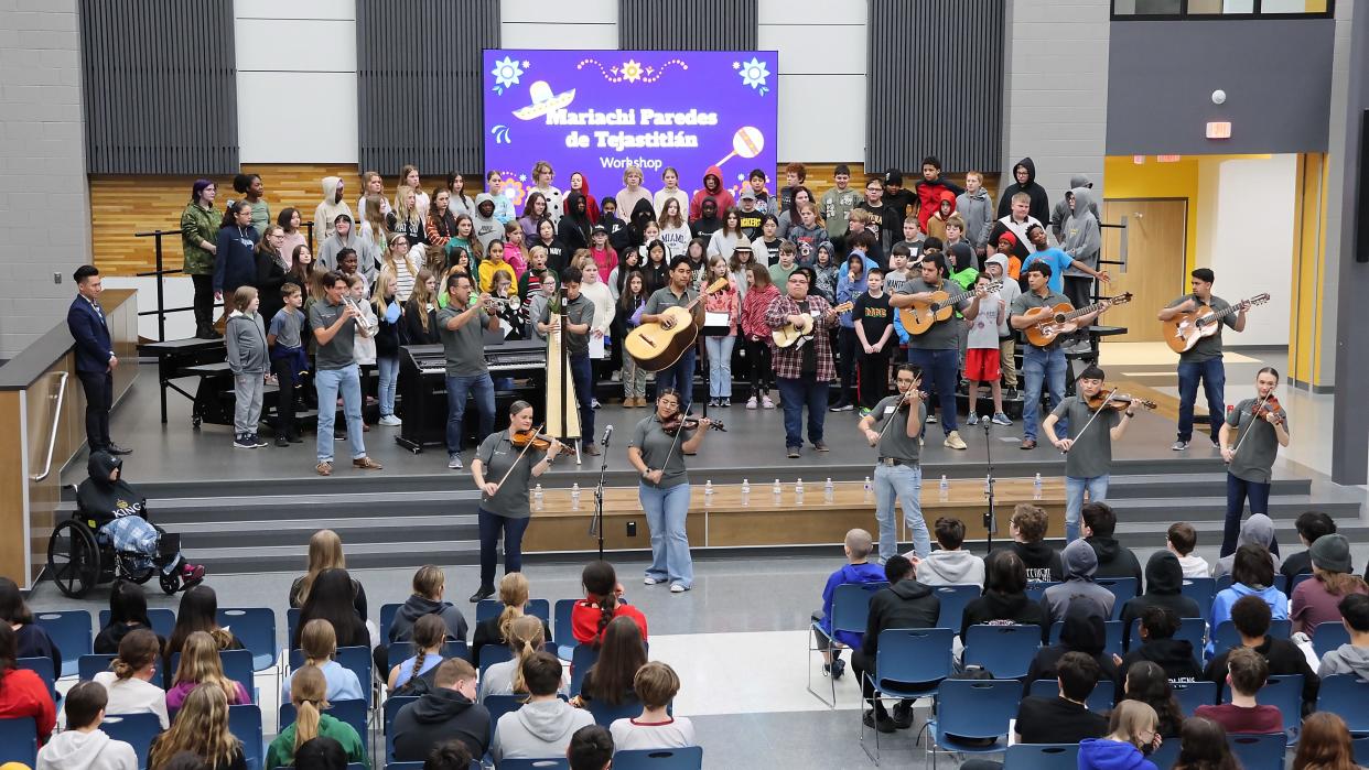 In March, students at Vel Phillips Middle School participated in a mariachi workshop featuring Mariachi Paredes de Tejastitlán from the University of Texas in Austin, Texas.