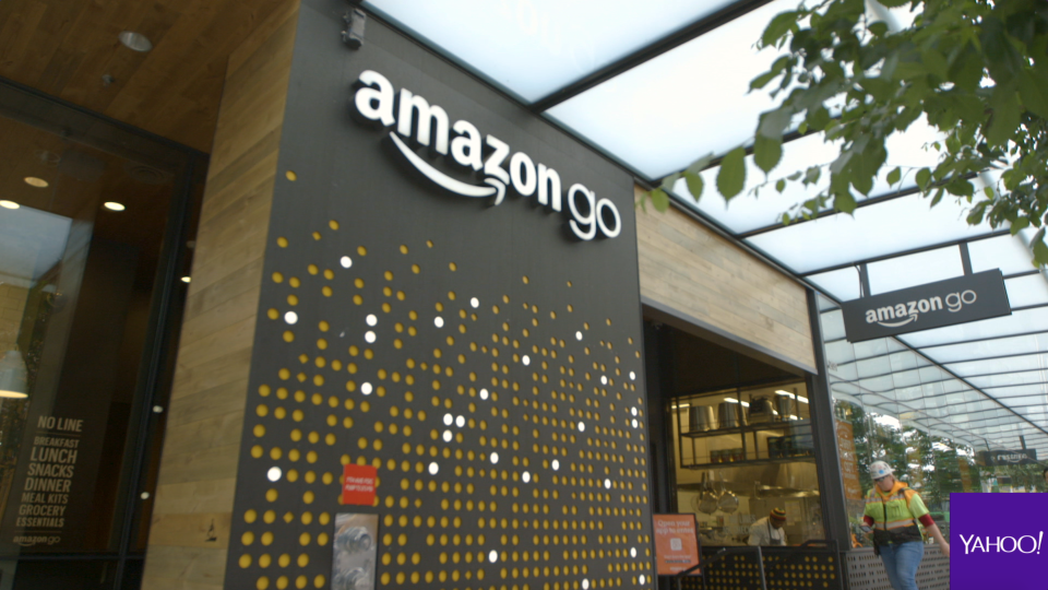 The Amazon Go storefront in Seattle, Washington. The location itself measures roughly 1,800 square feet.