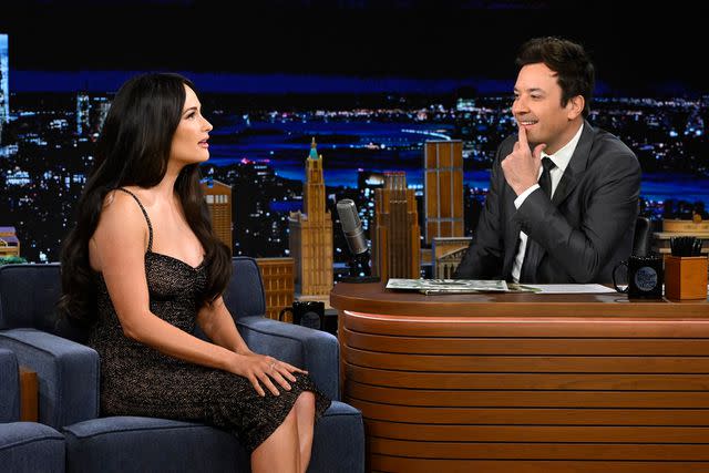 <p>Todd Owyoung/NBC</p> Kacey Musgraves and Jimmy Fallon on The Tonight Show in New York City on March 14, 2024