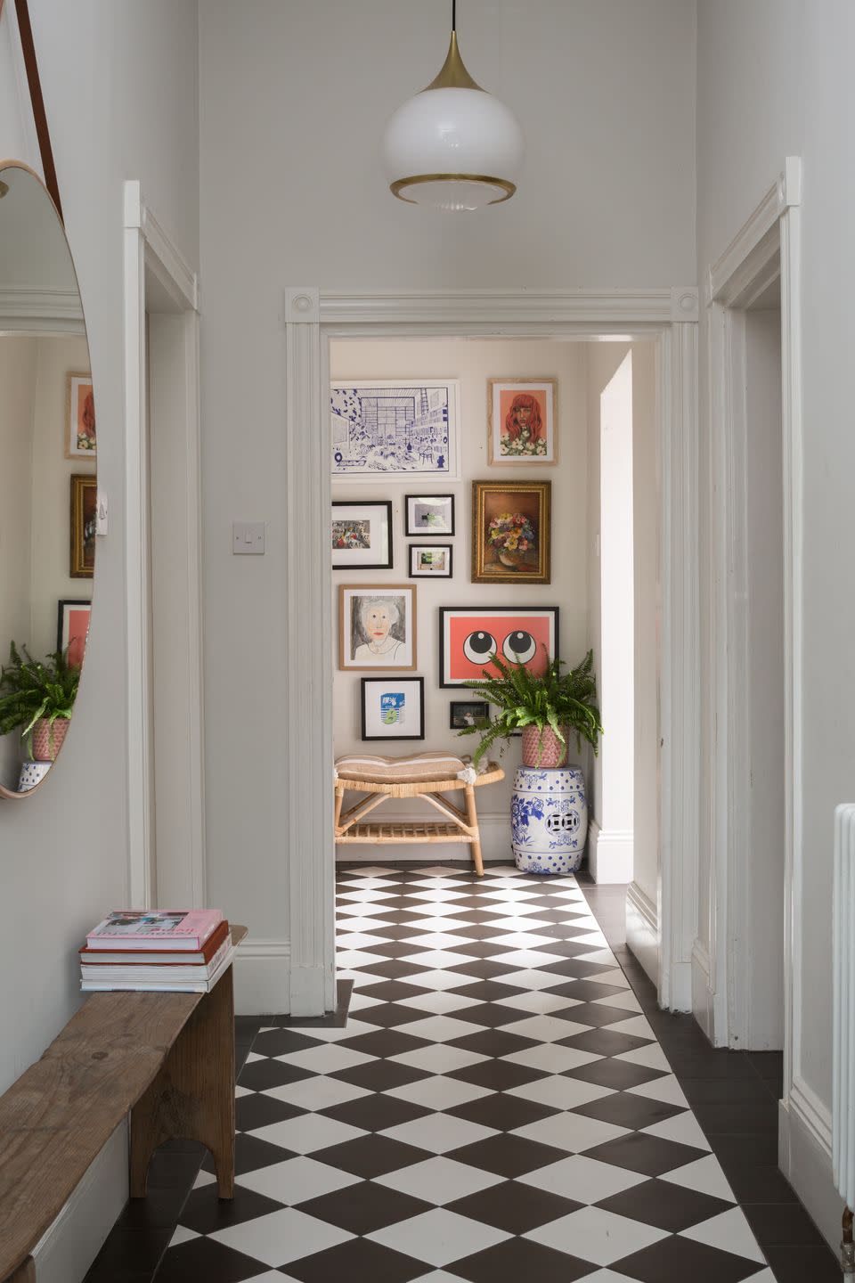 a room with a table and chairs