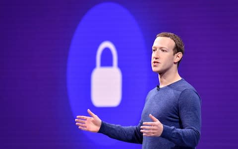 Facebook CEO Mark Zuckerberg announcing plans to encrypt Messenger in April, which he said were part of efforts to turn the company into a 'privacy-focused' social network  - Credit: &nbsp;AFP