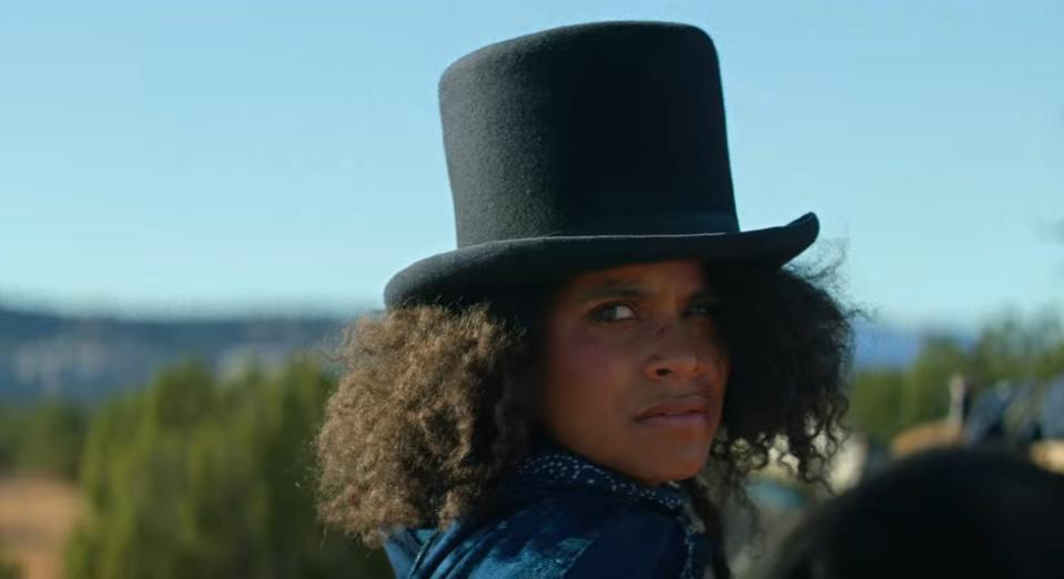 Zazie Beetz as Mary Fields looks over her shoulder