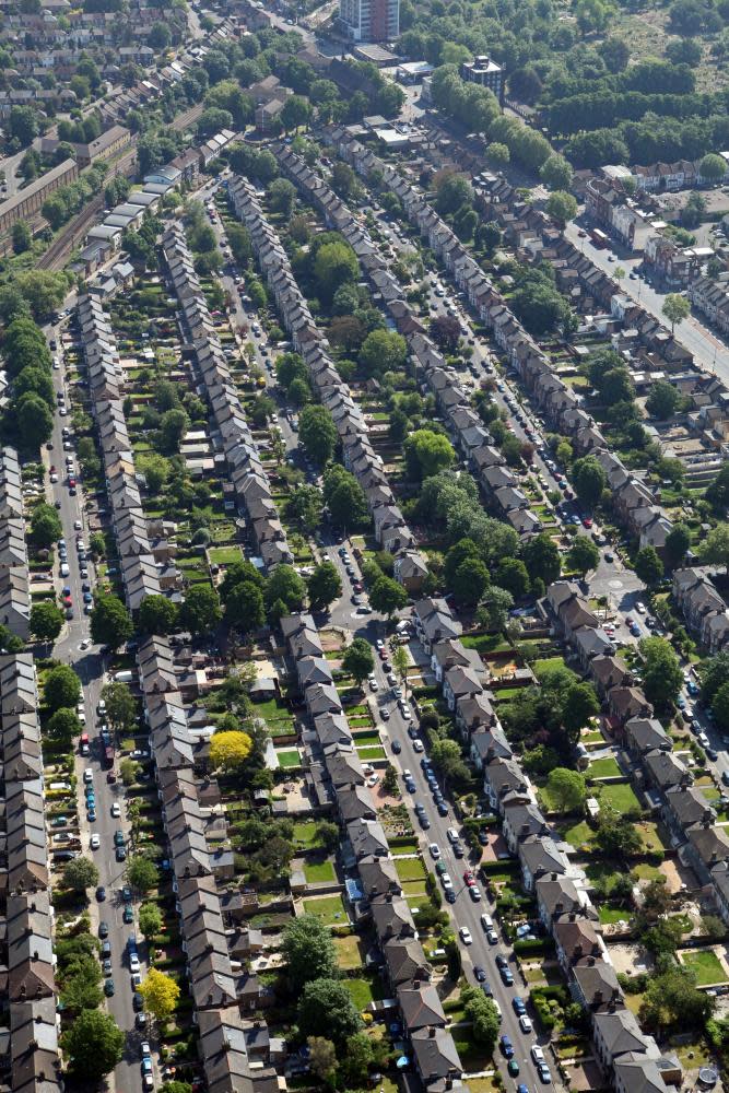 An aerial view of Forest Gate in Newham, east London.