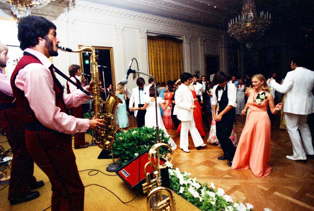 Susan Ford hosted a senior prom at the White House with her classmates from Holton Arms school in Bethesda, Maryland, in May 1975.