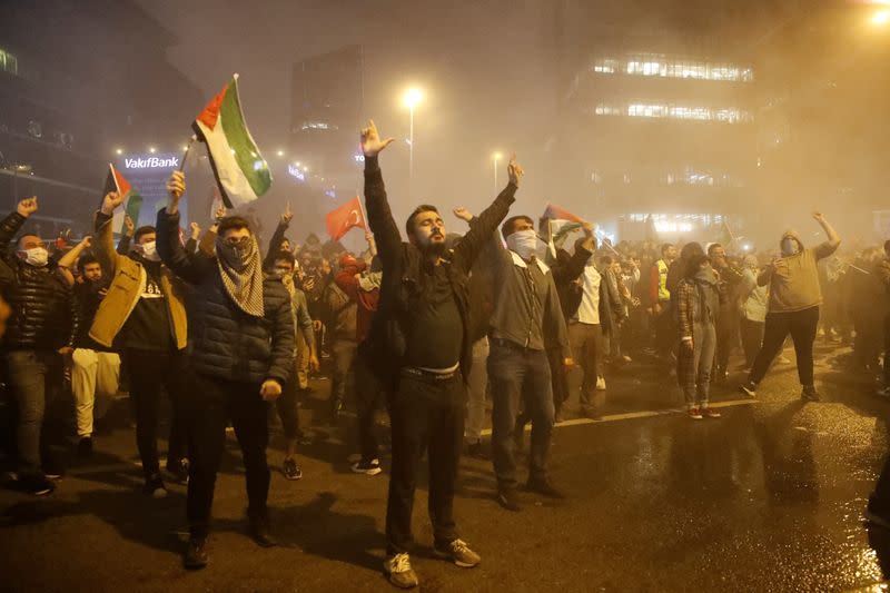 Pro-Palestinian protest near the Israeli Consulate in Istanbul