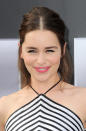 The 'Game of Thrones' star arrived at the premiere of 'Terminator Genisys' in Hollywood, California, looking stunning with a hot pink lip and big brows.