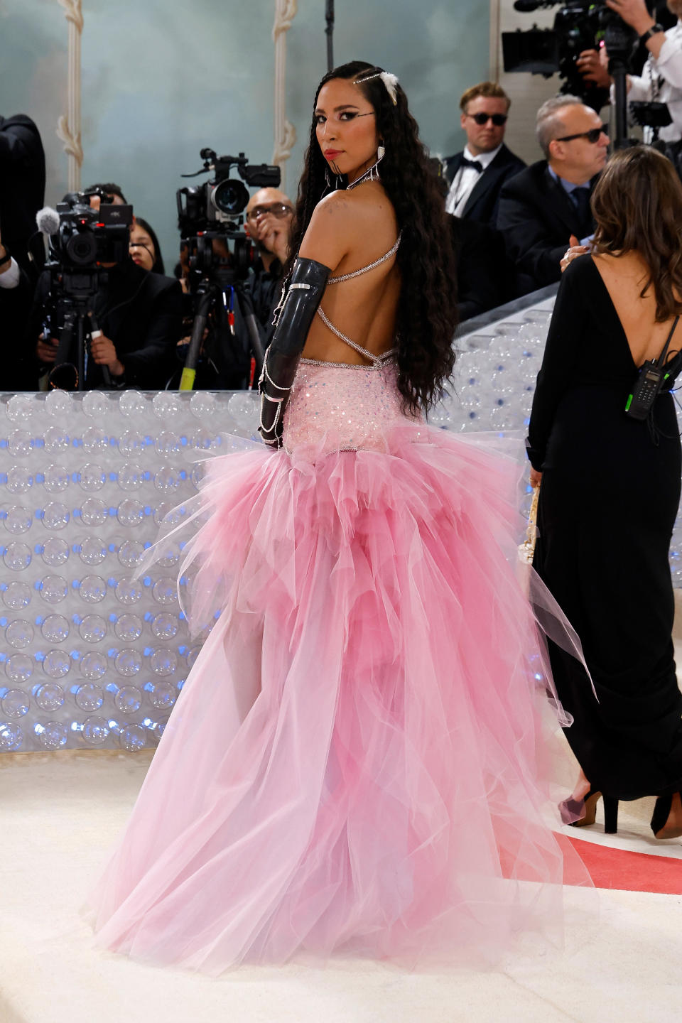 Quannah Chasinghorse at the 2023 Met Gala: Karl Lagerfeld: A Line of Beauty held at the Metropolitan Museum of Art