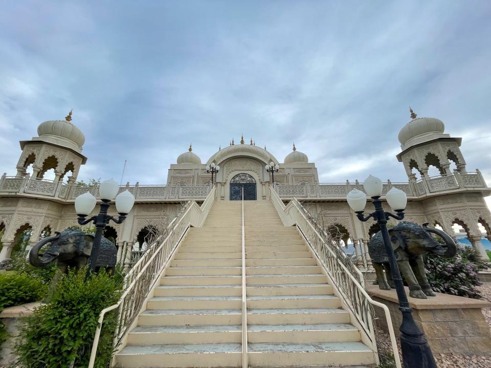 The exterior of the Krishna temple.